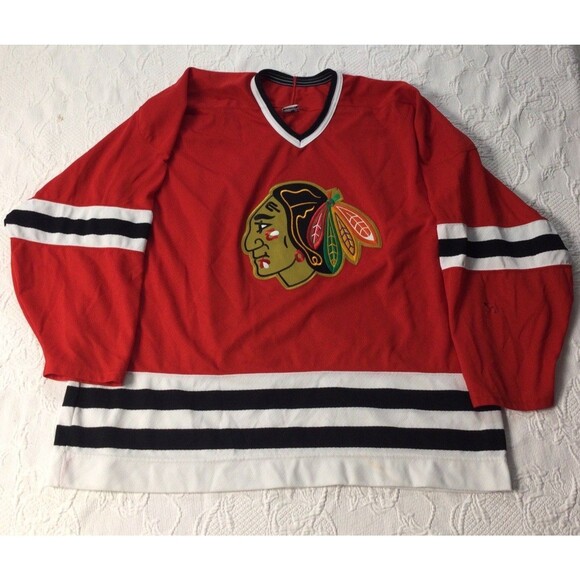 CCM Other - VINTAGE CCM Chicago Blackhawks Jersey Mens XXL Red NHL Ice Hockey Small BurnHole